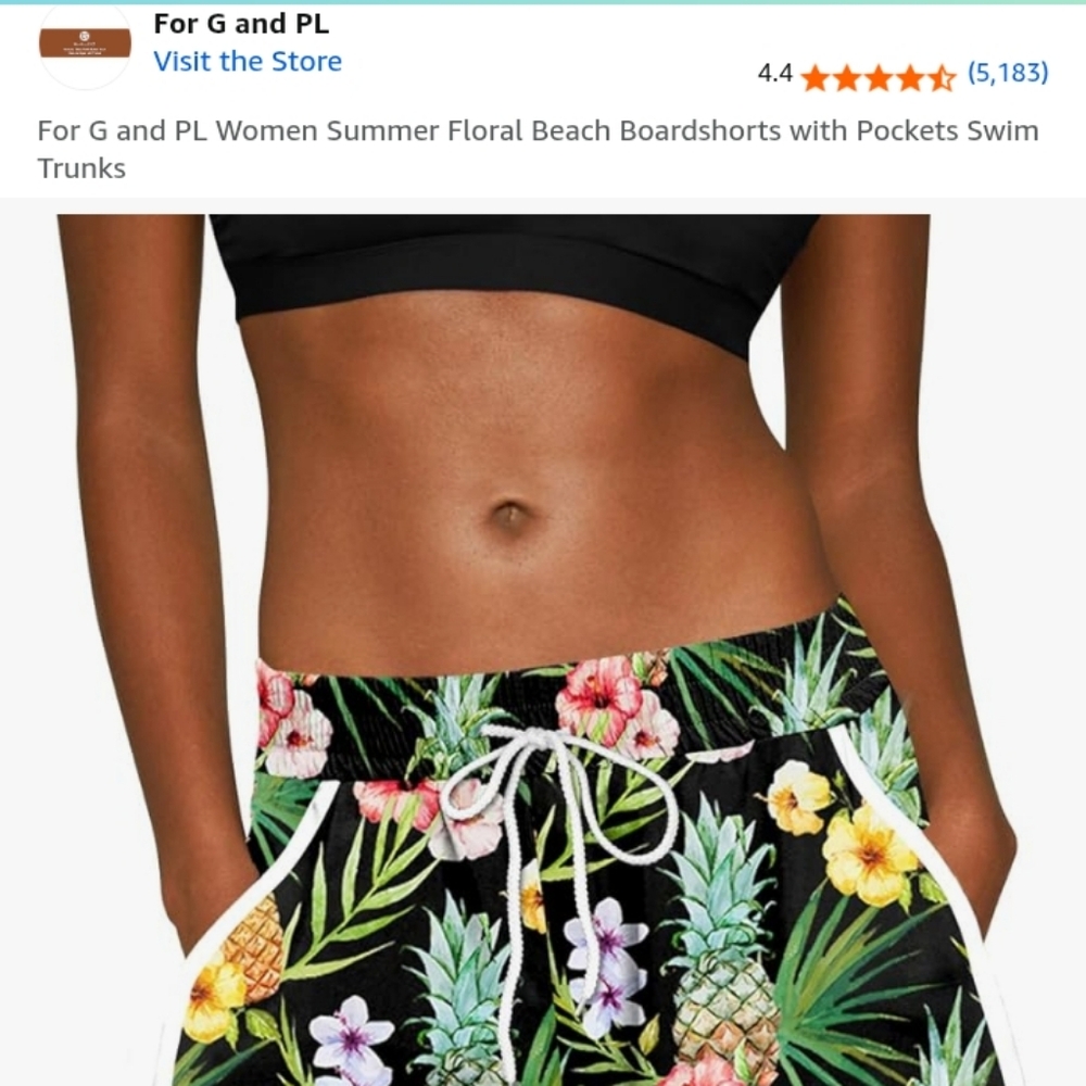 Floral Pineapple Print Women's Athletic Shorts